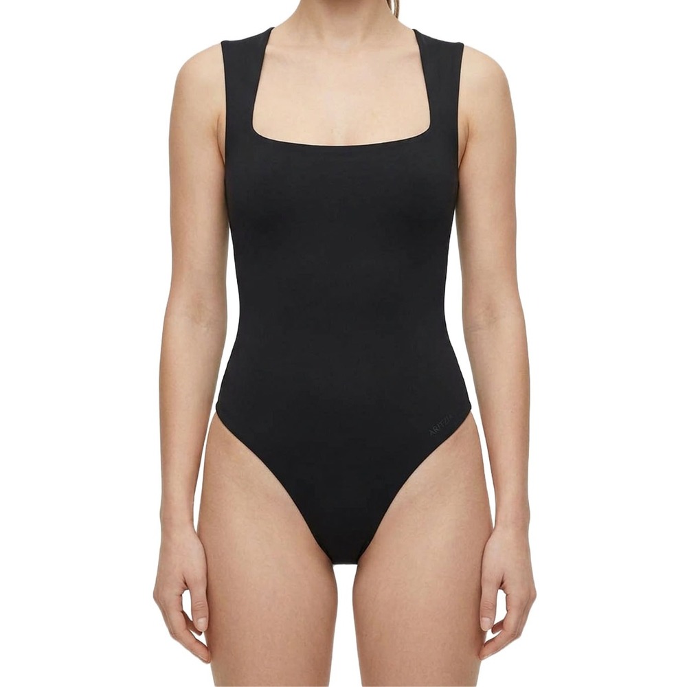 Aritzia Original Contour Esteem Bodysuit Square Neck Sleeveless Thong Black L